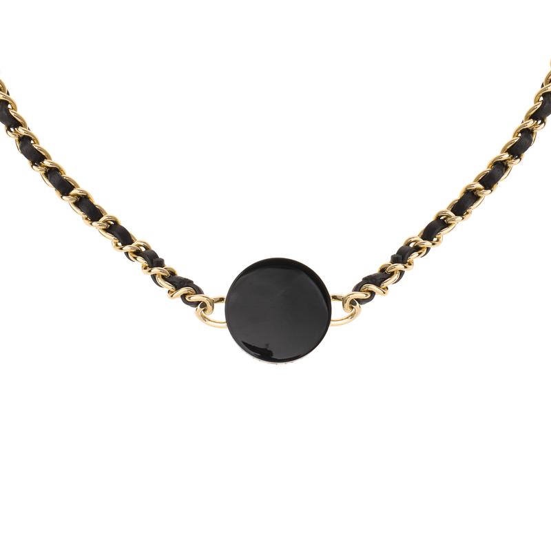 Chanel [Primavera ed Estate 23] 23P logo a doppia C bottone girocollo collana in metallo da donna oro/nero