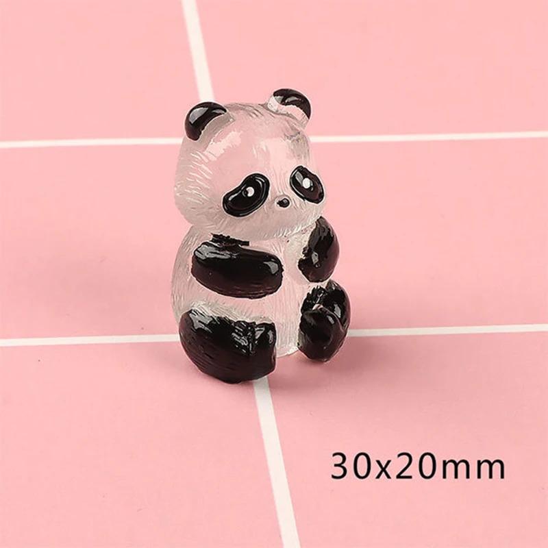 1-10pcs Glowing Panda Mini Figurines Miniature Panda Micro Landscape Ornament Glowing In Dark Miniature Flower Potted Decor