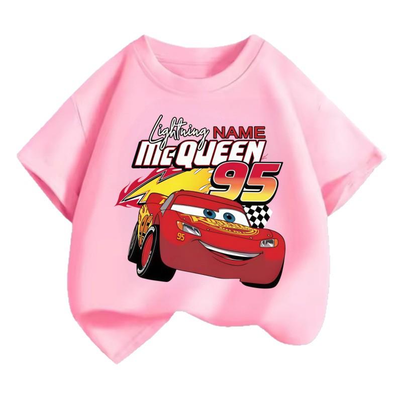 Children's Anime Sports Car Cotton T-shirt - Summer 2026 European & American Fashion