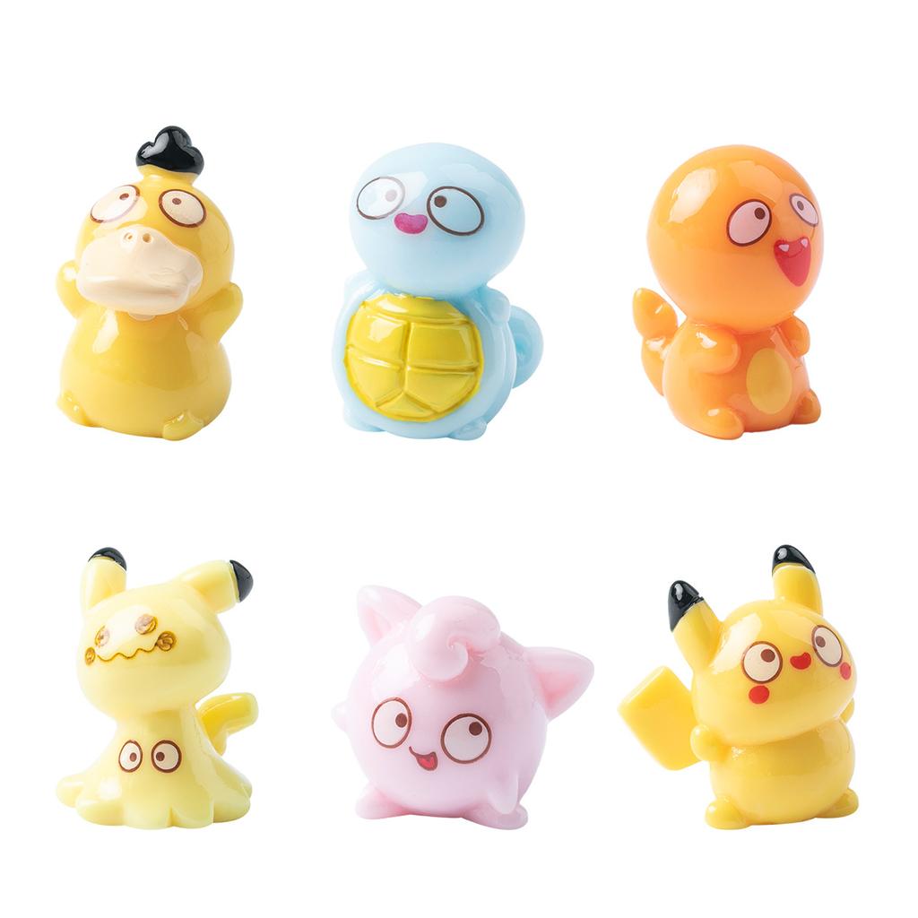 6Pcs/Set Pokemon Monsters Anime Figure Kawaii Jigglypuff Pikachu In Charmander 2cm PVC Adult Collection Model Dolls Toy Gift