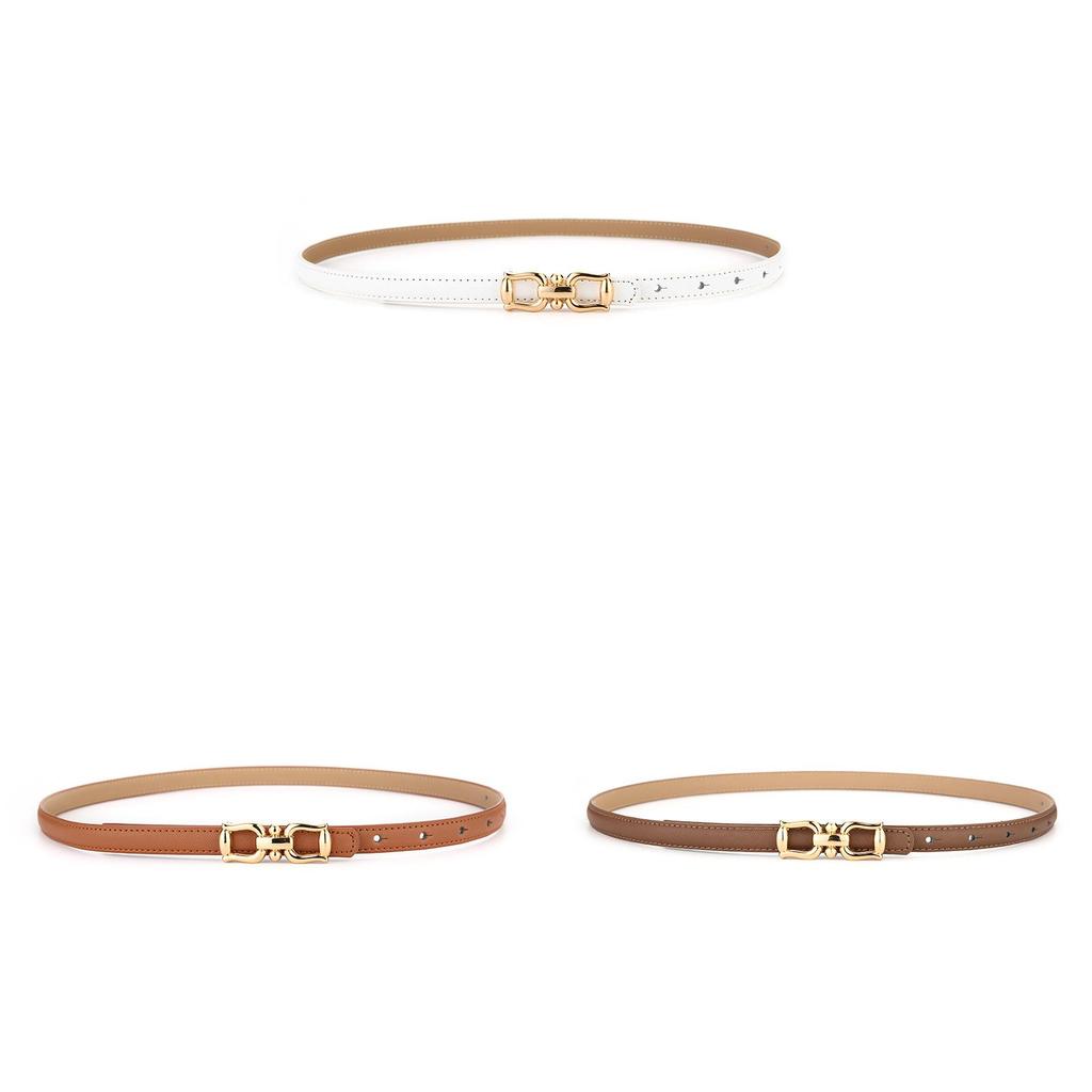 Ladies Genuine Leather Belt With Geometric Buckle For Casual Outdoor Wear