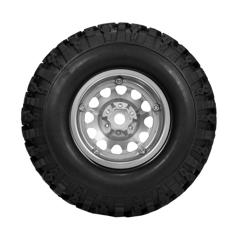 1Set/2PCS RC Crawler Wheel Rims Beadlock Rubber Wheel Tires Heavy Duty Bearing & Grip Spare Part for 1:10 TRX4 Model Car