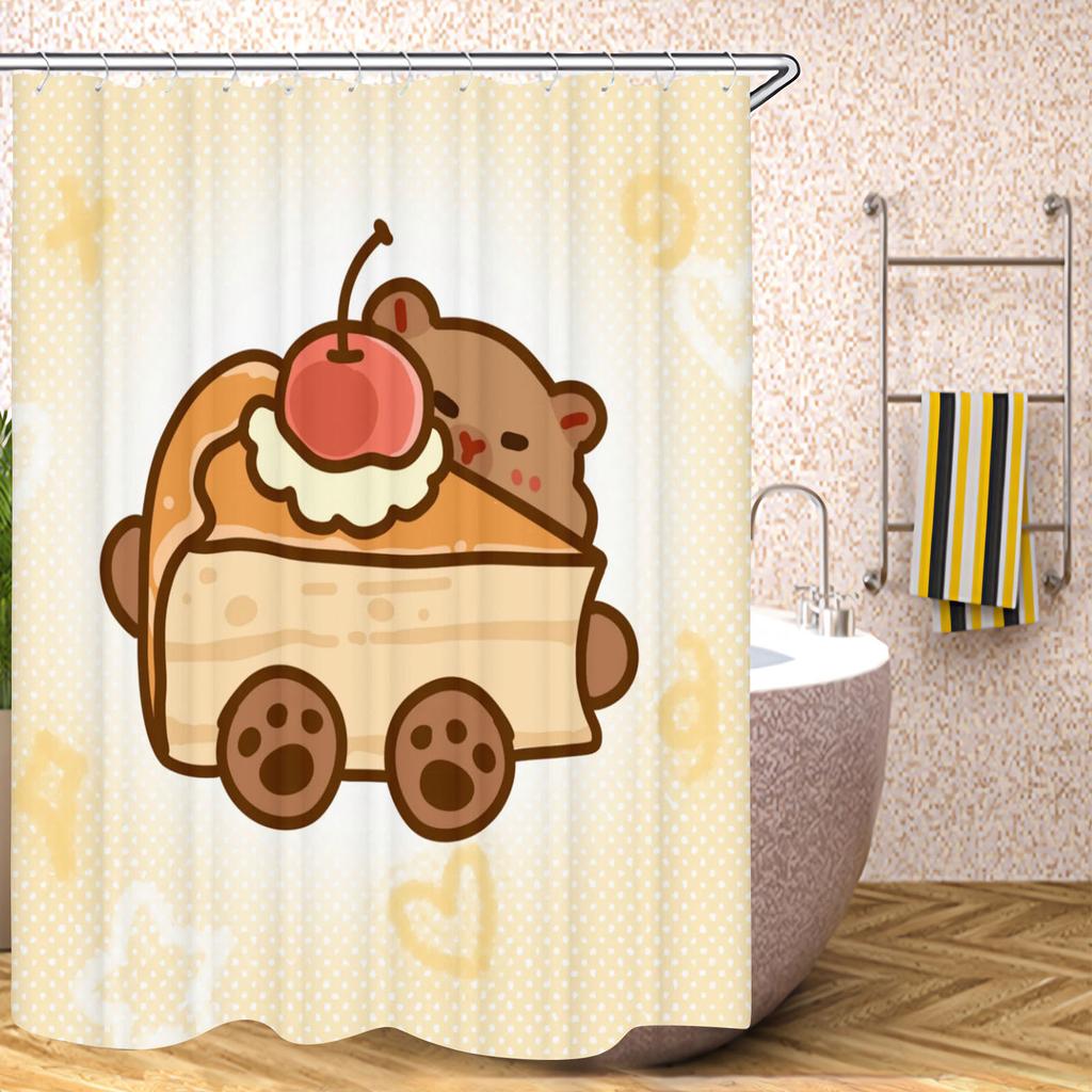 Kapibara Badrumsgardiner Tillbehörssatser Lyx Duschdraperi Bad & Saker Söt Vattentät Rolig Anime För Vardagsrum