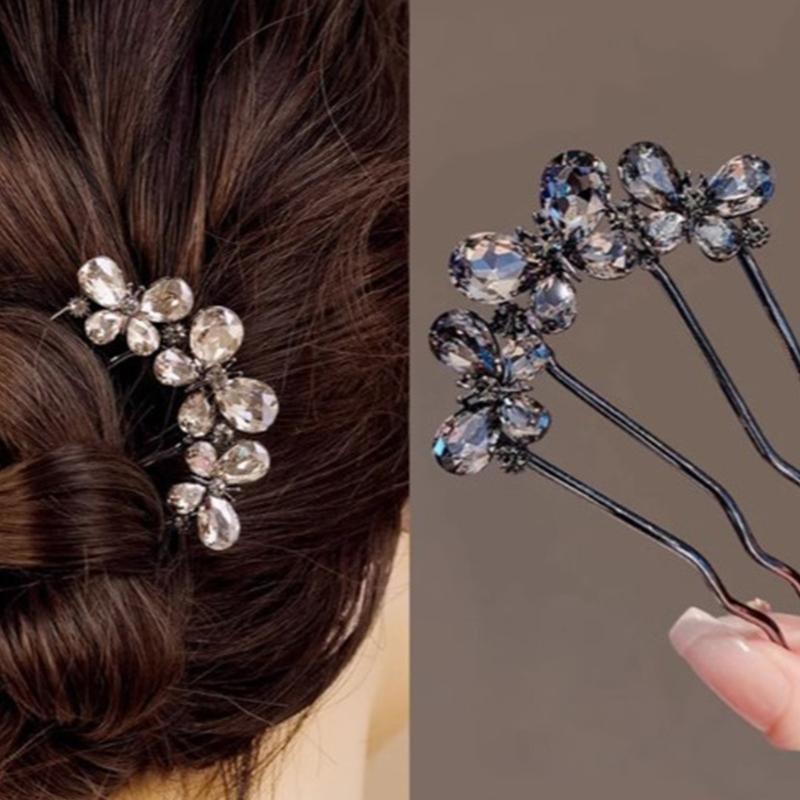 Metalowe Perły Z Cyrkoniami Spinka Do Włosów Wygodny Patyczek Do Włosów Do Gęstych Włosów Bezpieczne Utrzymanie Koka Na Imprezy Bankiety Kobiety