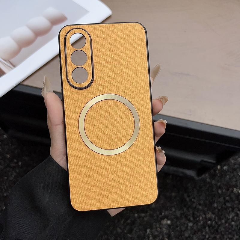 Magsafe Magnetic Plain Leather Case For OnePlus Nord 5 4 Ce 5 One Plus 13s 13T 13R 13 12 Ace 5 3 Cloth Wireless Charging Cover