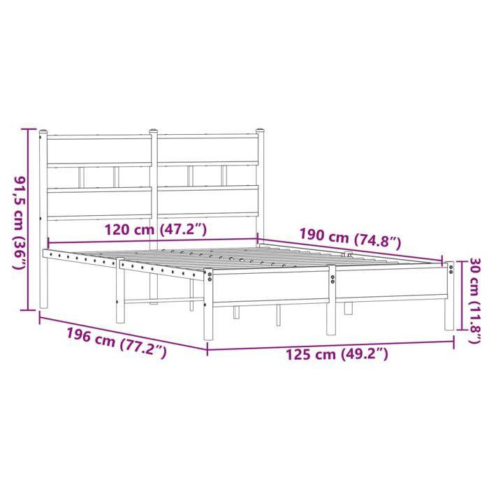 VidaXL Bed Frames Without Mattress Brown Oak 120x190 Cm, Double Bed, Bedroom Furniture, Guest Bed, Bed, Frame 4017305