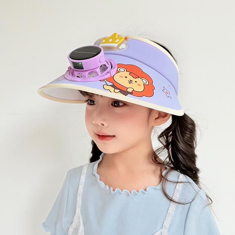 Sonnenhut mit Ventilator Kinder Sonnenschutzhut Jungen und Mädchen Sommer UV Zylinder Baby Sonnenhut