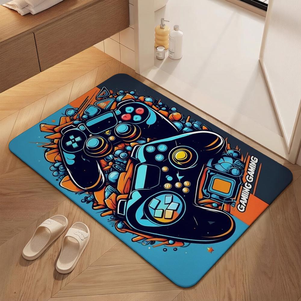 Colorful Game Controllers Patterned Rug Absorbent Nonslip Carpet For Bedroom Kitchen Bathroom Home Decor Halloween Gift