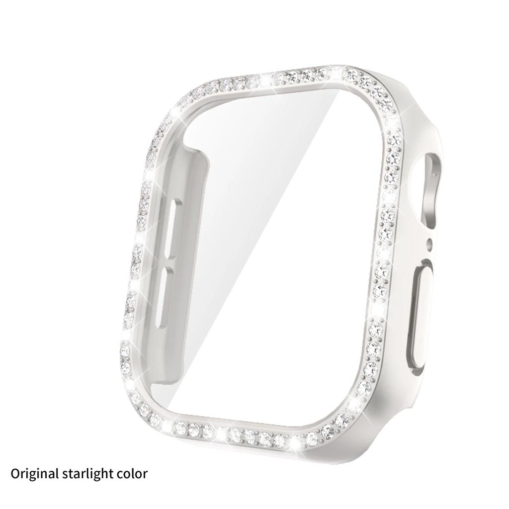 Bling Glass+Cover For Apple Watch 10 42mm 46mm Diamond Hard PC bumper+Screen Protector Case Iwatch Series 10 Accessories