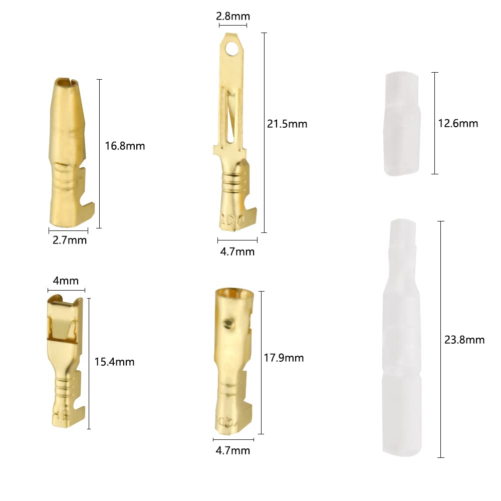 WMYCONGCONG Kupplungsverbinder, Flachklemmen, 400 Stück, 0,11 Zoll (2.8 mm), 2-polig, 3