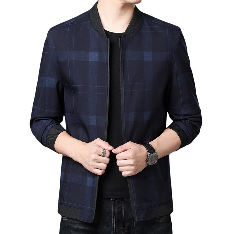 Men's Single Layer Zipper Jacket Baseball Jacket Business Casual Jacket Slim Windproof Jacket