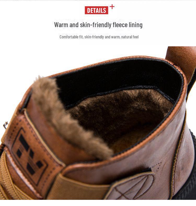 Herren Winter Plus Samt Verdickte Leder Schneestiefel - Rutschfest, Lässig, Outdoor Martin Stiefel.