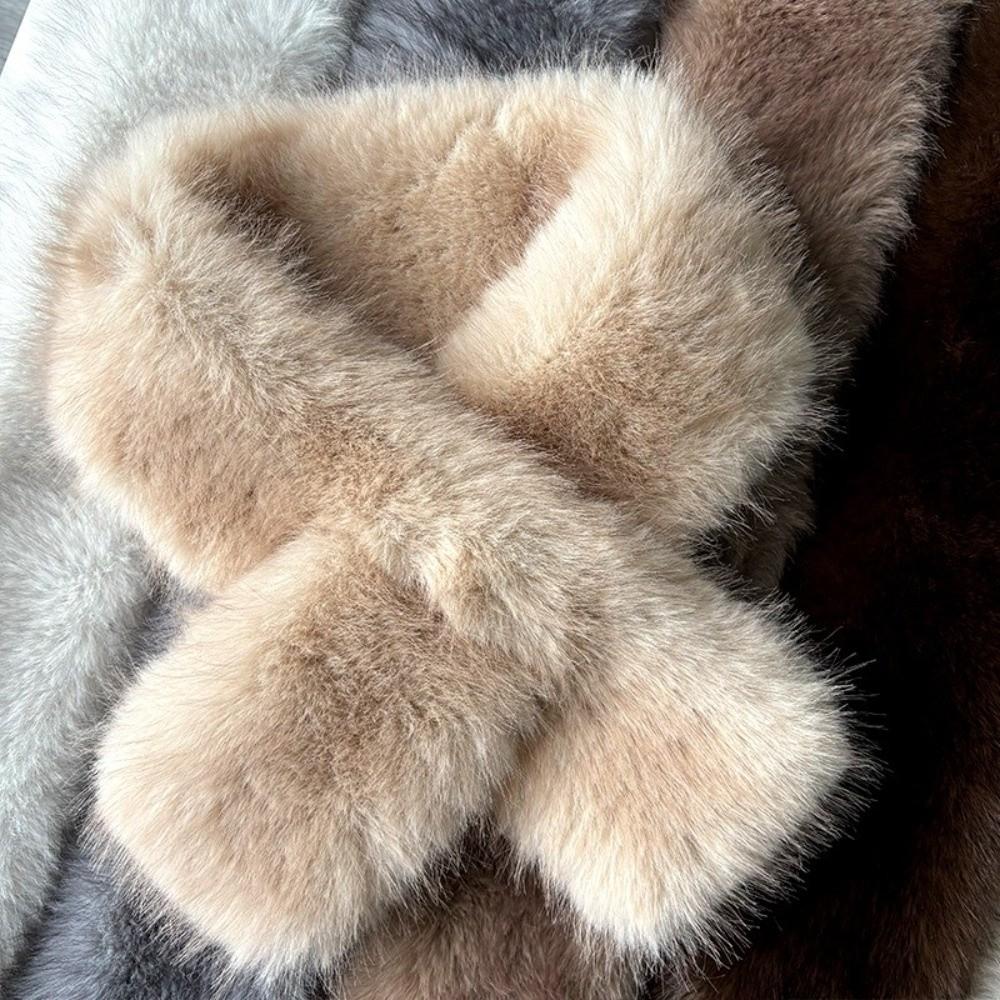 Kunstfuchs Pelz Kreuz Schal Verdicken Halstuch Wickel Mode Halstuch Damen Mädchen