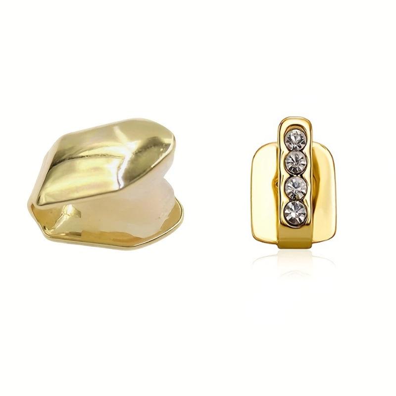 Jinwu Two-Tone Hollow Heart Grillz - Hip Hop Gold Teeth Streetwear Accessory