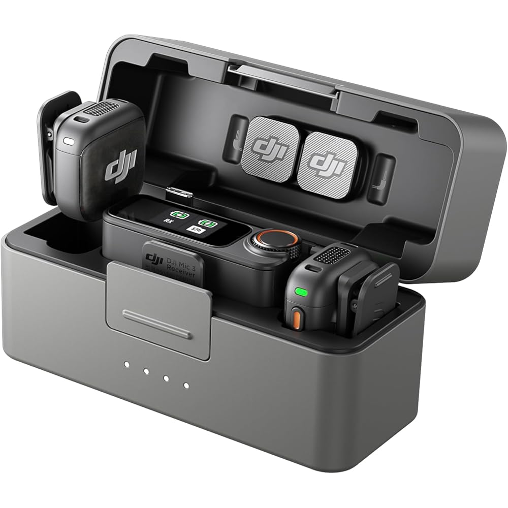 DJI Mic 3 (2 TX+1 RX+ Charging Case) Pin Microphone Ultra Lightweight Wireless Microphone for iPh...