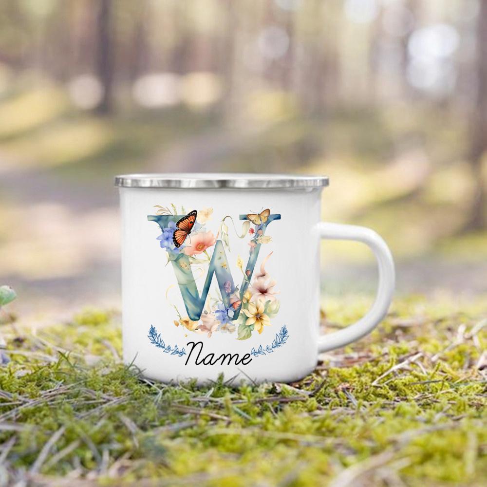 Personalisierte Tasse Floraler Initialen Name Tasse Individuelle Kaffee Heißschokolade Tassen Hochzeit Geburtstag Muttertag Weihnachten Geschenke für Sie