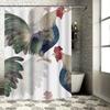 Watercolor Roosters Shower Curtain Bathroom Decor Printed Fabric Curtains for Home Decoration Various Sizes Available