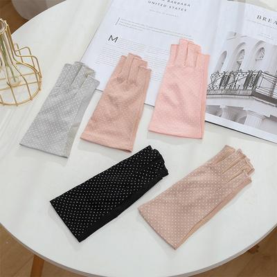 Rękawiczki bez palców wiosenne do jazdy, chroniące przed słońcem, damskie, cienkie, krótkie, bawełniane, antypoślizgowe, Dew, pięciopalcowe, odkrywające palce, do jazdy na rowerze, letnie