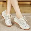 Summer Hollow Rocking Shoes In Mother Soft Surface Small Leather Shoes Non-slip Soft Sole Wedge Heel Mesh Shoes