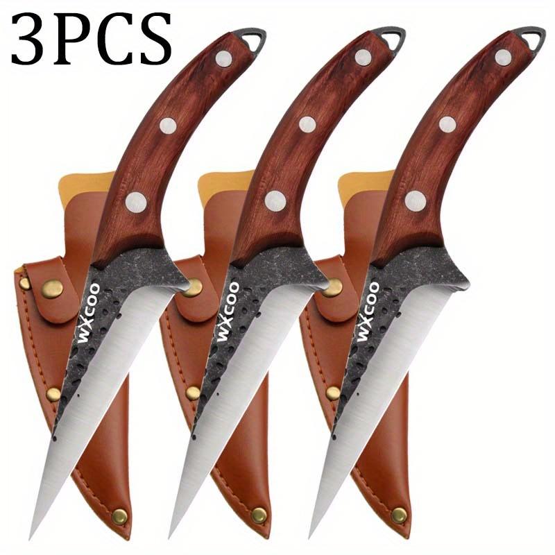 1PC/3PCS Stainless Steel Multipurpose Chef Knife Kitchen Tools Boning Slicing Peeling Filleting Butcher Meat Cleaver Wood Handle