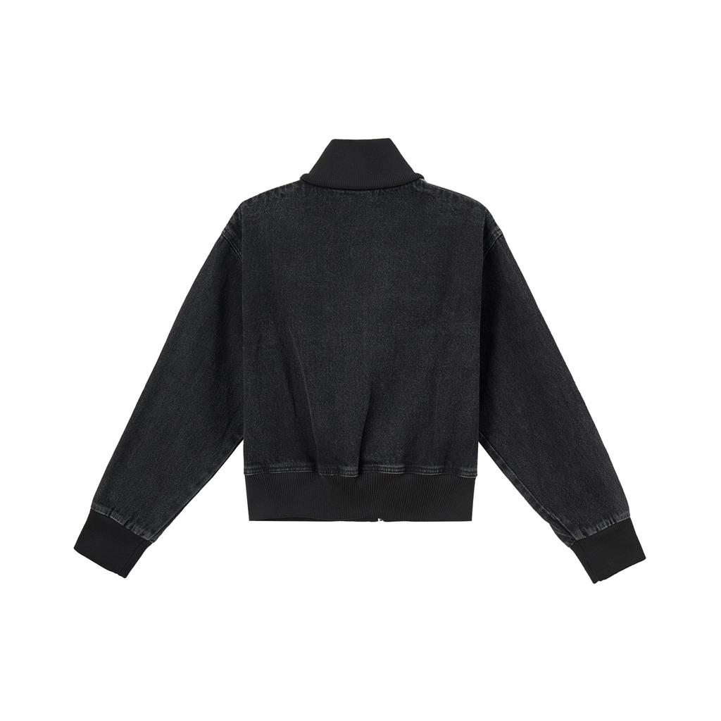 Adidas Womens Adicolor Denim Track Top True Black Denim Women Streetwear JD3110