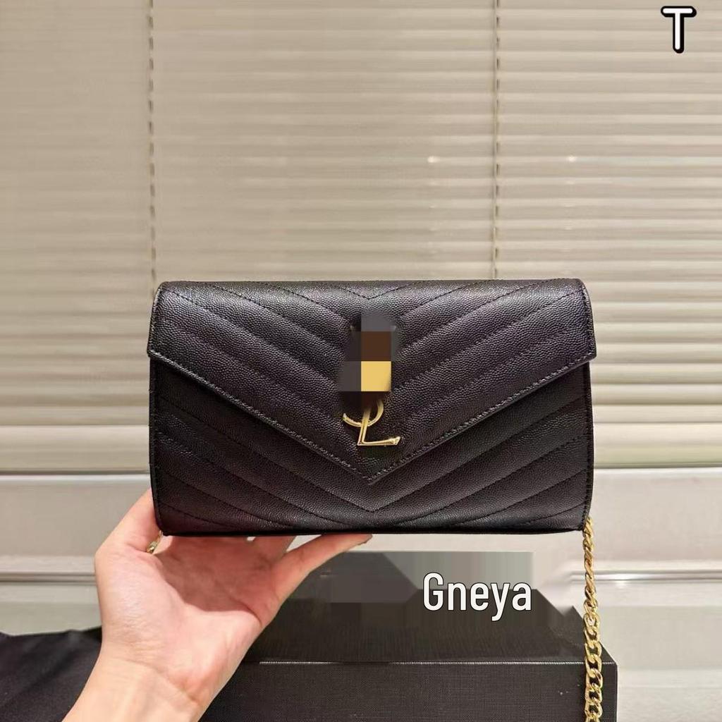 YSL Classic Diamond Envelope Bag: Versatile Women's Caviar Leather Crossbody with Ball Grain Design.