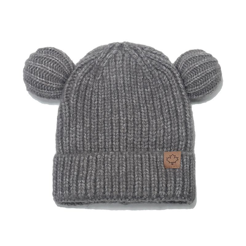 Children's knitted hat cute bear ears wool hat Korean version Japanese thermal ear protection pullover hat for children