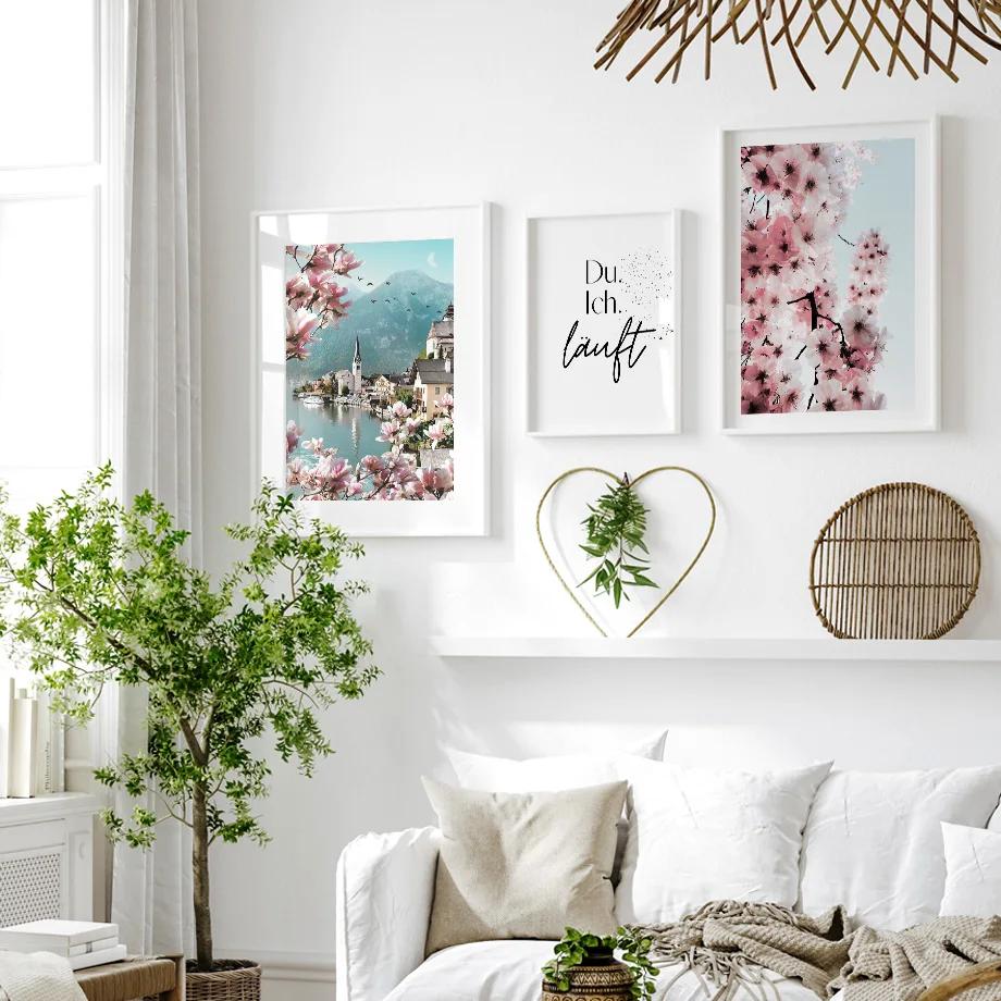 Calm Ocean Landscape Seagull Beach Shell Romantic Sakura Art Canvas Print Painting Posters Living Room Wall Picture Home Decor