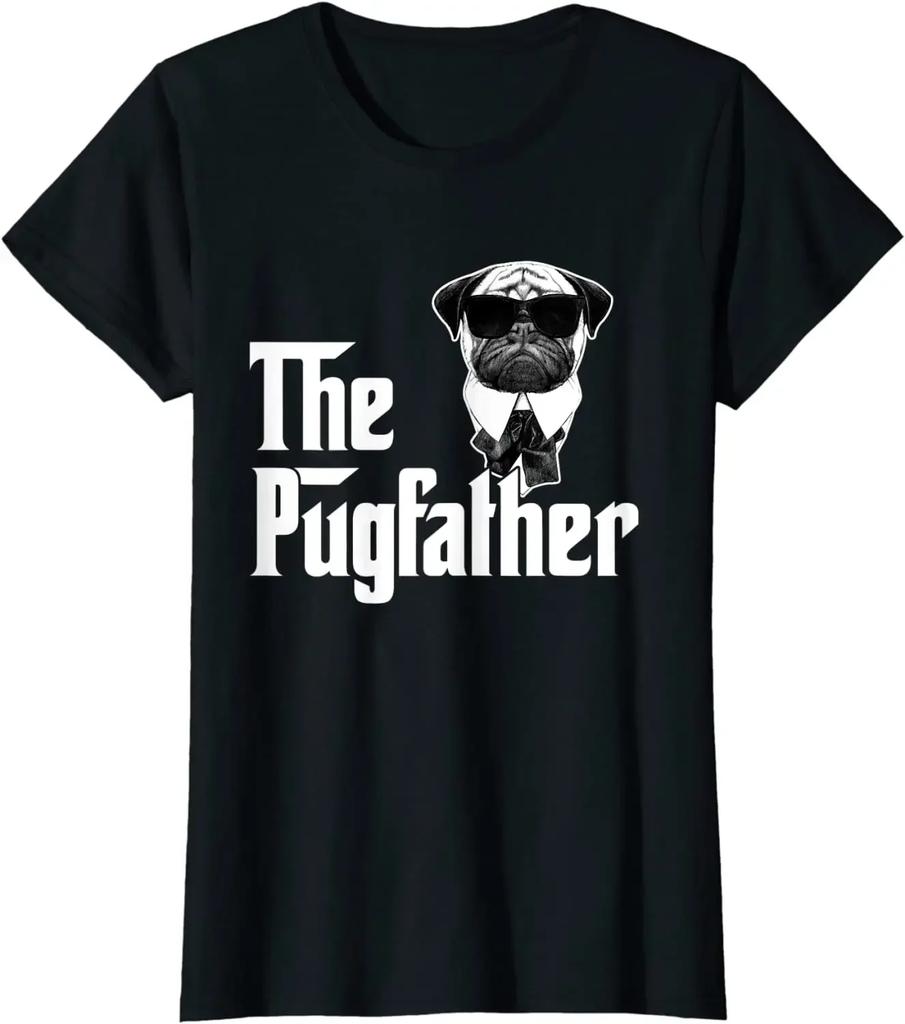 Funny Pug Owner The Pugfather Father Gift Dog Lovers Owner T-Shirt Fathers Day Gift Mens T Shirts Men Clothing Casual Cotton