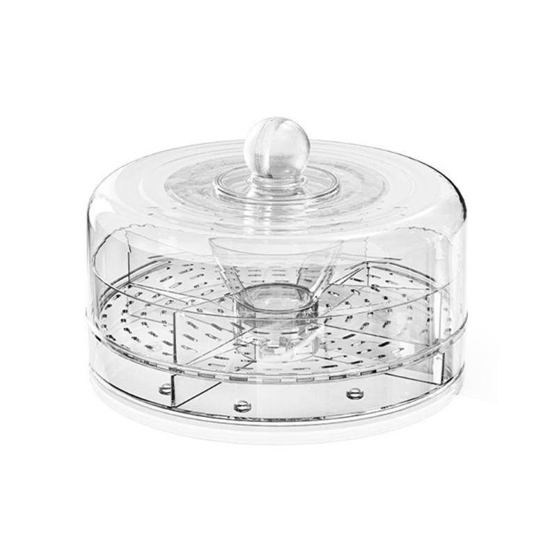 Clear Refrigerated Appetizer Platter With Rotating Base 4 Divided Compartments for Fruits Shrimp Party Food Display 1