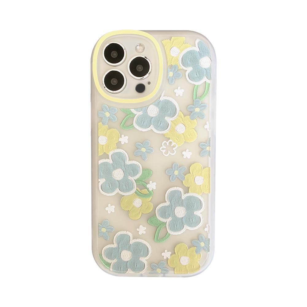 Oil Painting Floral Iphone16 Suitable for Apple 12pro Max Mobile Phone Case 15 Silicone 11 Round 8p Women's X Transparent 14