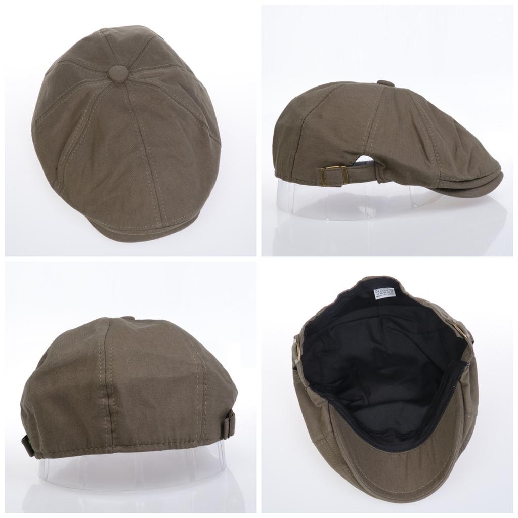 Men Women Vintage Solid Flat Cap 65% Cotton Newsboy Ivy Hat Adjustable Beret Painter Cap Retro British Forward Cap