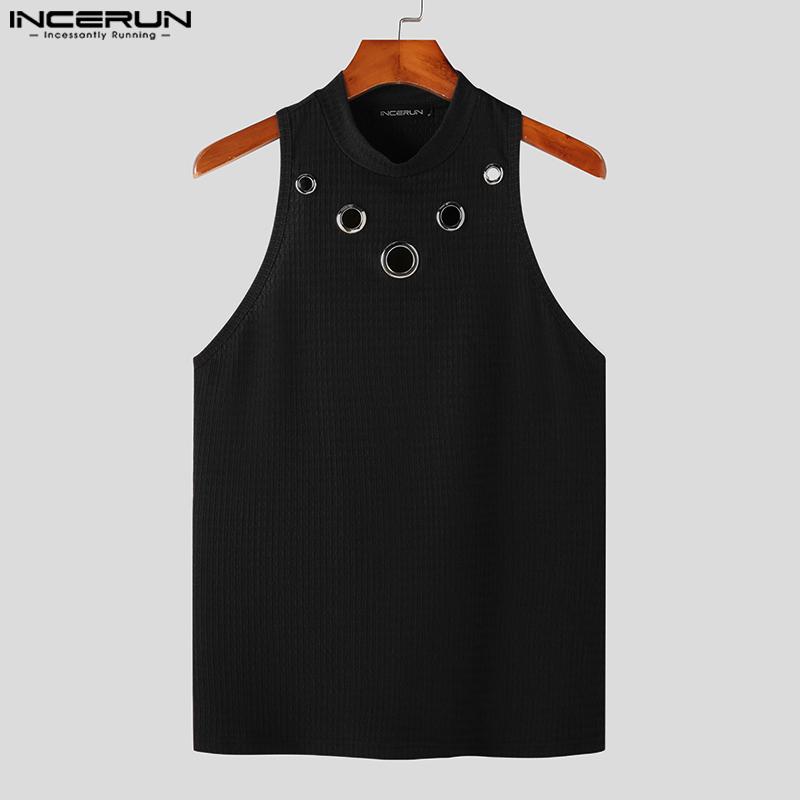INCERUN Summer Men Sleeveless Tank Casual Hollow Out Tops