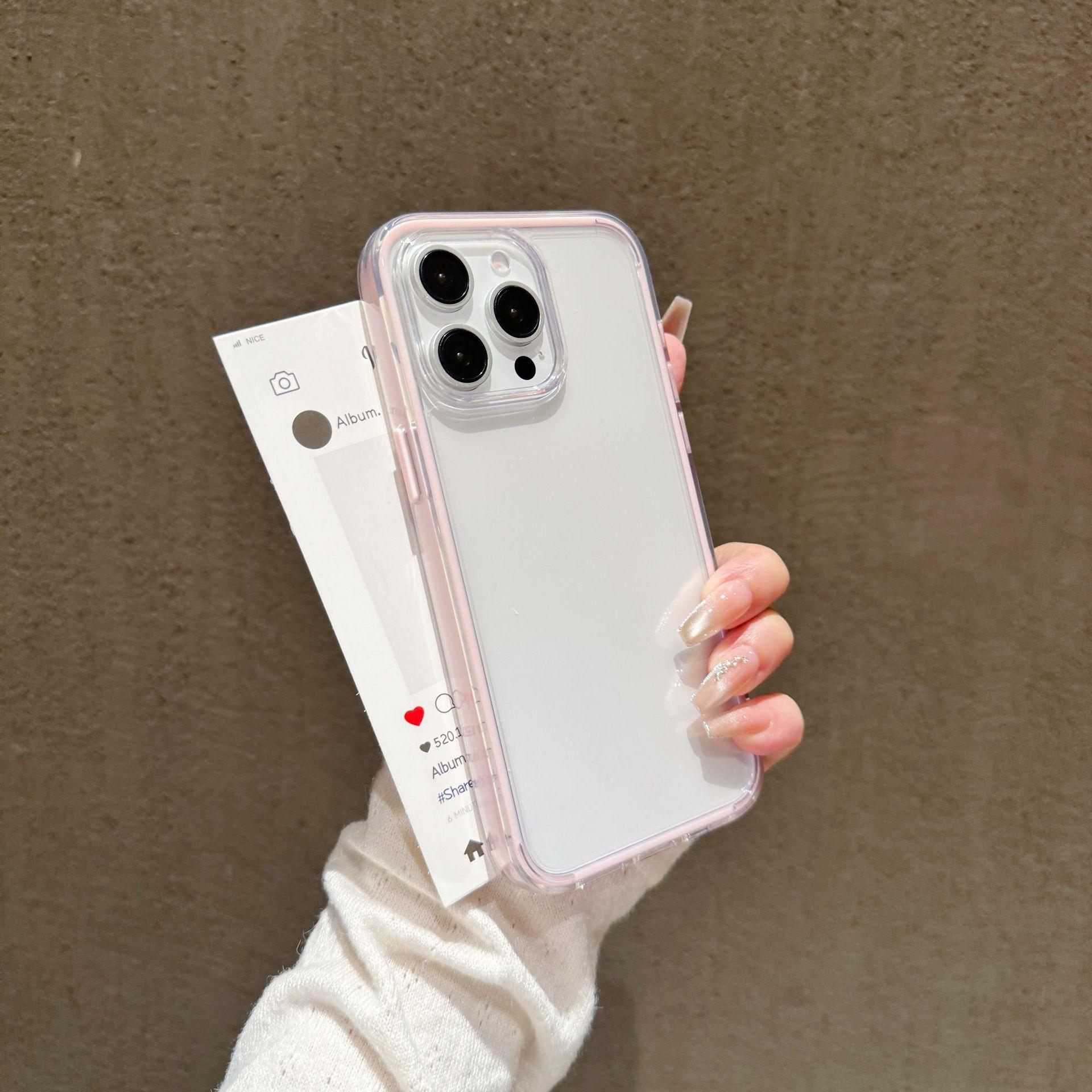

Case For IPhone 17 Pro Transparent Acrylic Anti-Drop Three-In-One , For 15 Protective Cover iPhone 11 Pro Max світло-рожевий колір