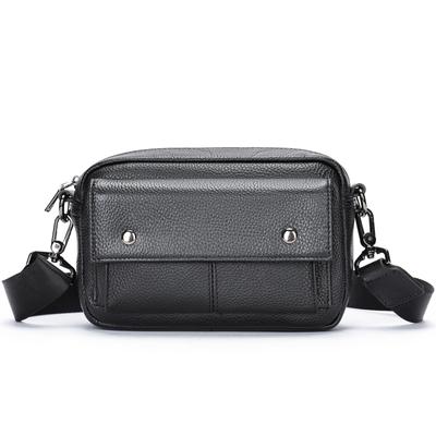 Bolsa de ombro de couro de vaca com camada de cabeça, bolsa de lazer de couro masculina, bolsa transversal horizontal autêntica, mochila pequena simples e leve da moda