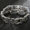 Skeleton Men's Bracelet Stainless Steel Punk Skull Wristband 16MM Wide Bicycle Chain Charm Bangles Trendy Bikers Jewelry for Men
