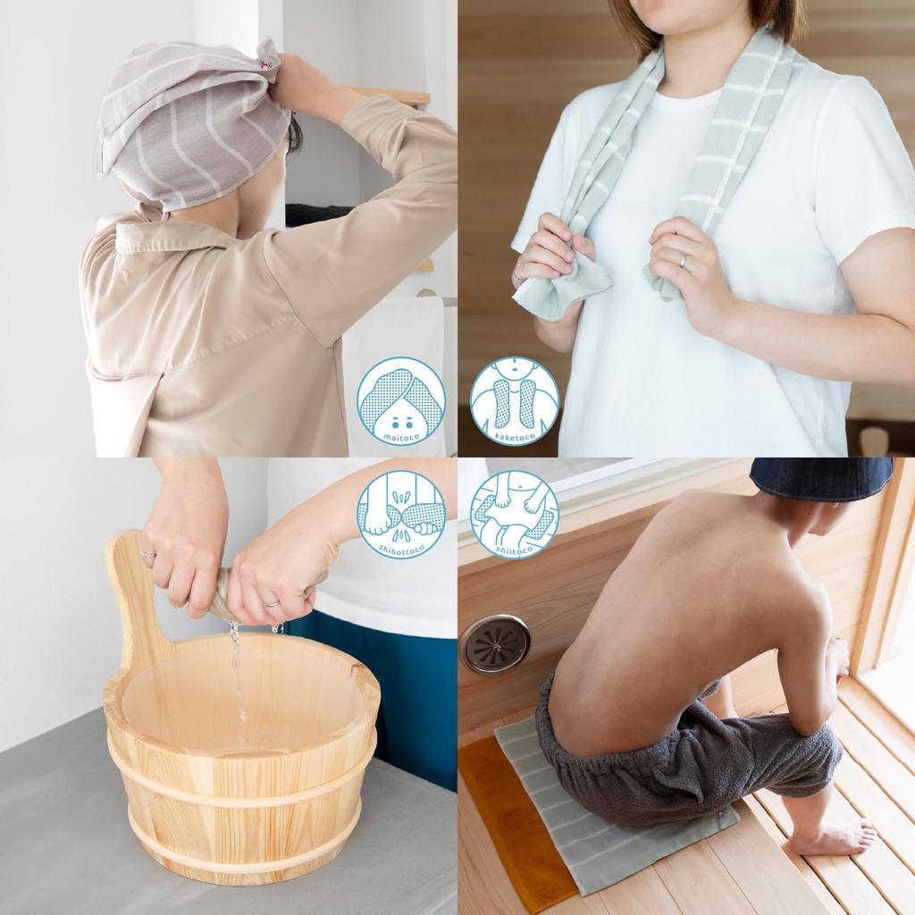 oruTa Sauna Towels of Imabari Cotton Face Portable and Ideal for Hot Springs and mottoco and 33 x 90 Individually Purple (Set 2), 100% Towels,