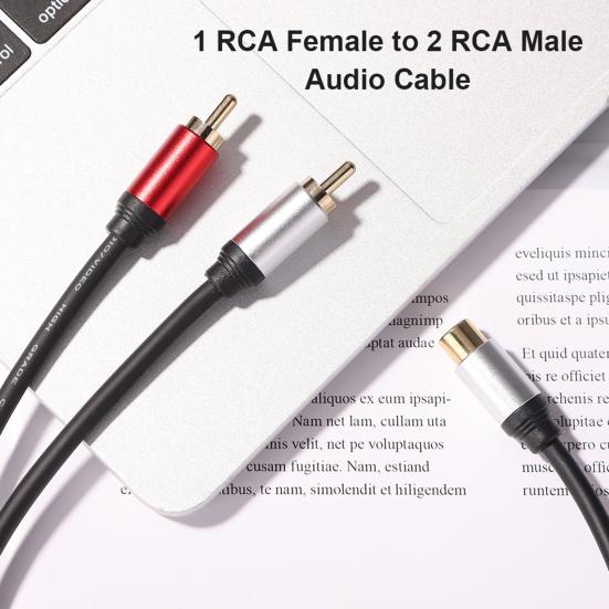 Audio Splitter Cable Portable Clear Sound Stable Signal 28cm 1 RCA Female To 2 Male AUX Audio Cord for Computer