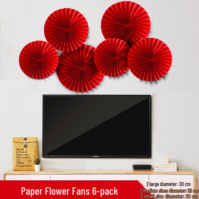 New Year Spring Festival Paper Fan Flower Decorations for Store and Home