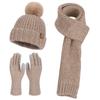 Winter Velvet Ear Protector Pullover Hat Women's Cold Protection and Warmth Knitted Wool Hat Wool Hat Scarf Gloves Three-piece Set