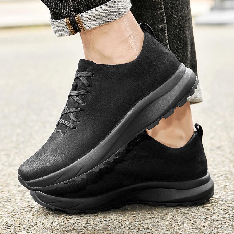 Men's Genuine Leather Low-Top Hiking Shoes - Spring/Autumn Casual Large Size Cowhide Sneakers