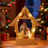 Warm LED Illuminating Nativity Scene Ornament Resin Craft Holy Family Figurine Statue Festive Christmas Display Piece