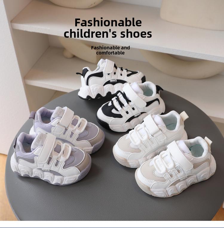 Boys' Non-Slip Soft Bottom Sports Shoes for Toddlers, 1-5 Years, Breathable Mesh, Spring/Autumn Trendy Toddler Shoes.