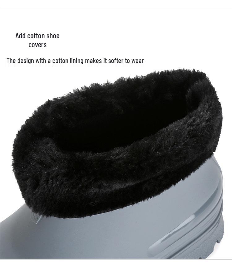 Unisex Waterproof Rubber Ankle Boots with Fleece Lining - Non-Slip and Lightweight for Outdoor Wear