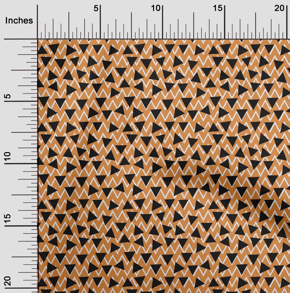oneOone Cotton Flex Brown Fabric Geometric Triangle With Chevron Craft Projects Decor Fabric Printed By The Yard 40 Inch