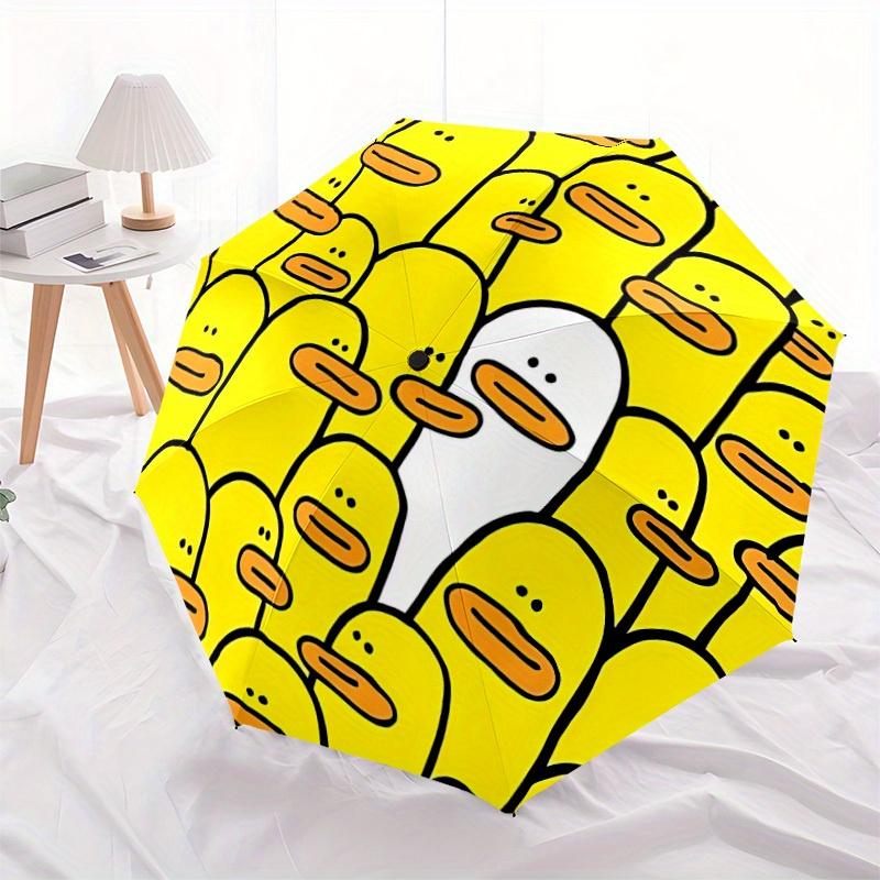 1pc Duck Pattern Automatic Opening/Closing Folding Umbrella with 68 Ribs, Plastic Handle, Windproof Portable Sunshade Umbrella Halloween and