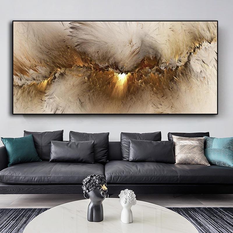Abstract Oil Painting Gray Yellow Cloud Mural for Living Room Decoration Canvas Modern Art Poster and Print No Frame