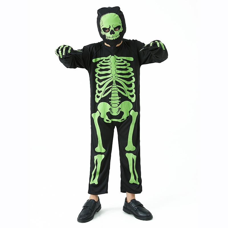 New Children's Horror Luminous Skeleton Clothes Classic Halloween Skeleton Character Dress Up Show Costume