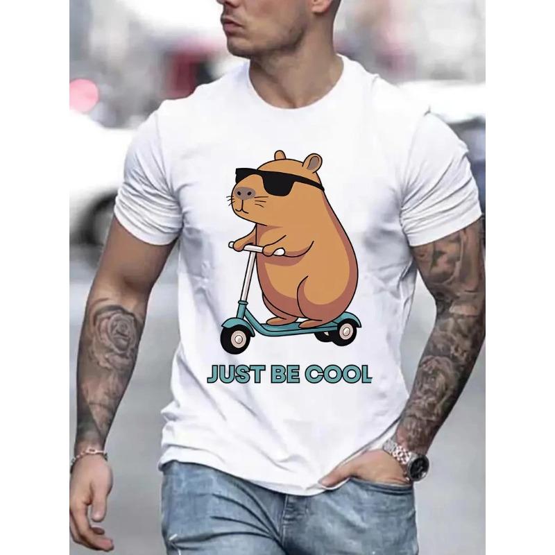 Zomer Rond Hals 3D Capybara Grafische Print Top Modieuze Casual Korte Mouw Heren T-shirts