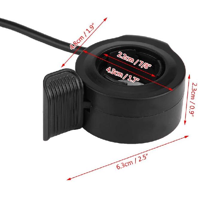 Fydun Daumengas Geschwindigkeitsregler Baugruppe Schwarz 22mm 7/8Zoll für E-Bike Elektrofahrrad Roller